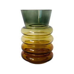 Vaso arredo vetro a cerchi 20 cm verde