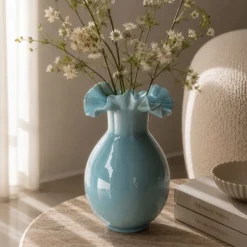 Vaso arredo vetro azzurro 26,5 cm