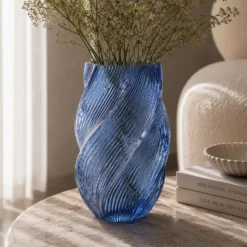 Vaso arredo vetro blu 30 cm