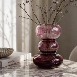 Vaso arredo vetro bordeaux 29,5 cm