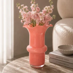 Vaso arredo vetro rosa 24,5 cm
