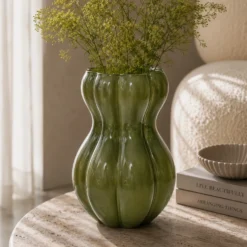 Vaso arredo vetro verde 25 cm