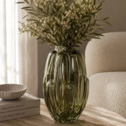 Vaso arredo vetro verde 24,5 cm