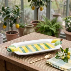 Vassoio decoro limoni 30x15,5 cm Florafruit ceramica