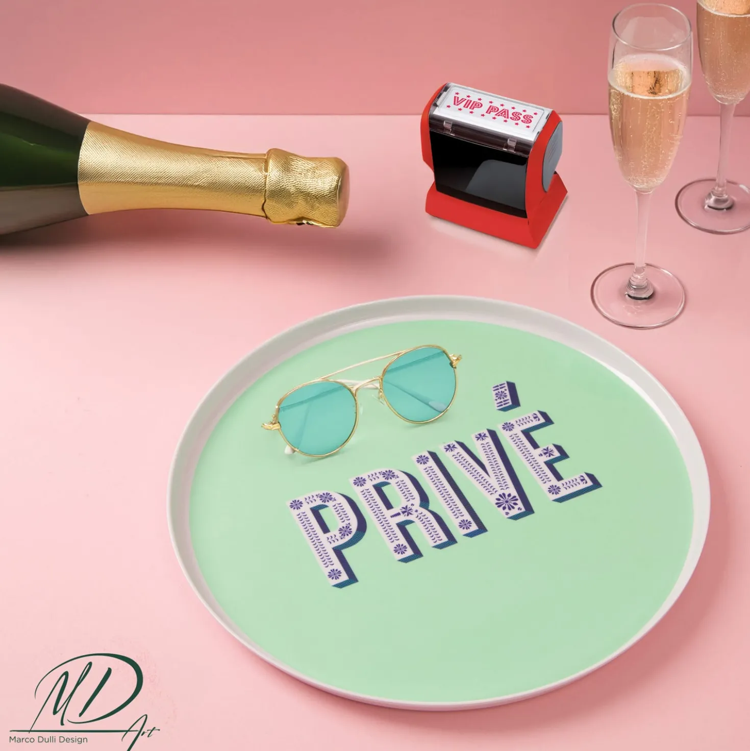 Vassoio melammina 25 cm verde Maiolika
