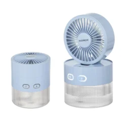 Ventilatore portatile con nebulizzatore azzurro