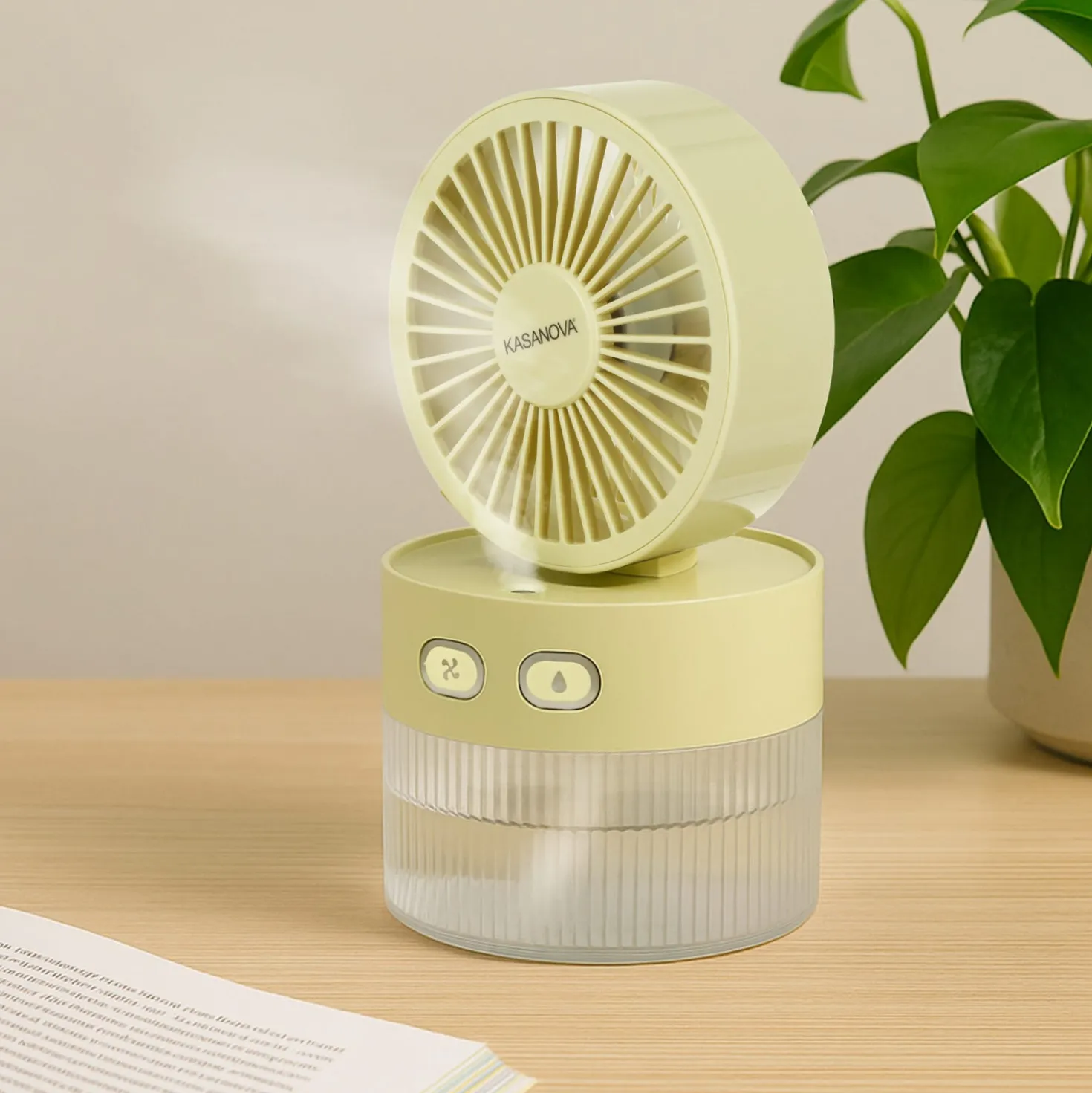 Ventilatore portatile con nebulizzatore giallo