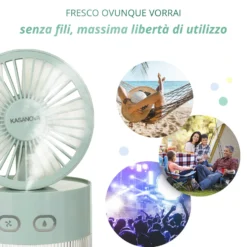 Ventilatore portatile con nebulizzatore verde