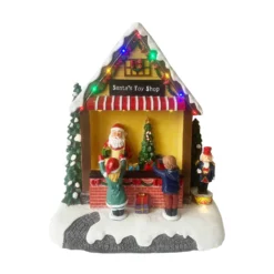 Villaggio di Natale negozio giocattoli con luci e musica, 24,5x18x27 cm