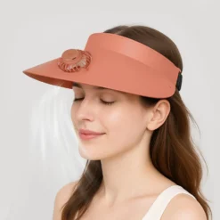 Visiera regolabile con ventilatore rosa salmone