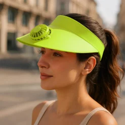 Visiera regolabile con ventilatore verde lime