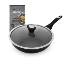 Wok antiaderente 28 cm Collection nera - con coperchio