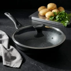 Wok antiaderente 28 cm Collection nera - con coperchio