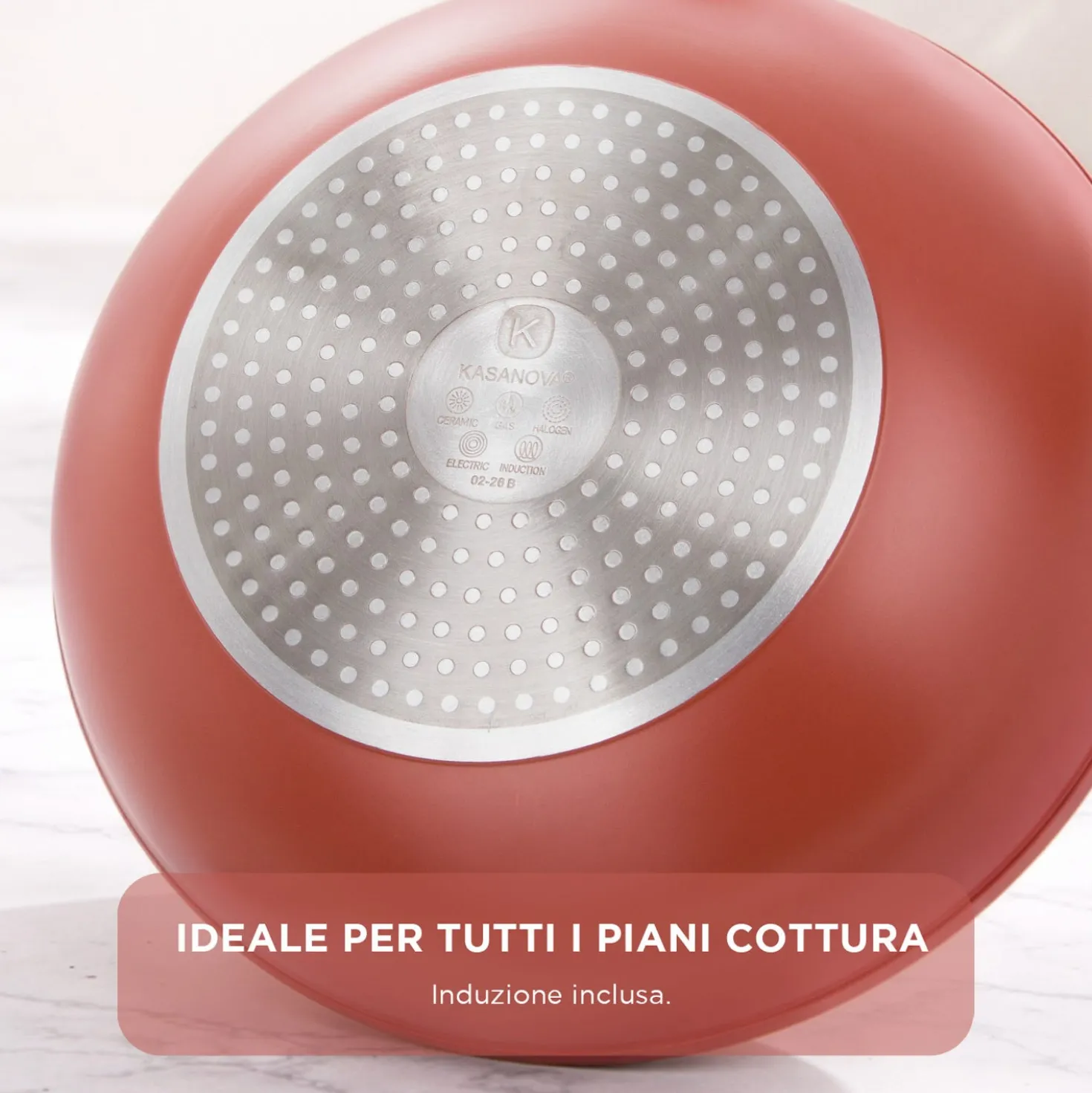 Wok 28 cm antiaderente ceramico Koral con coperchio