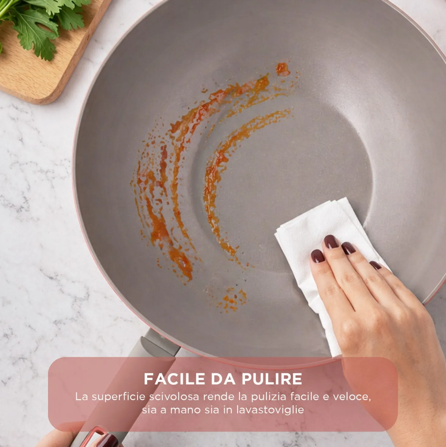 Wok 28 cm antiaderente ceramico Koral con coperchio