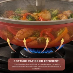Wok 28 cm antiaderente ceramico Koral con coperchio