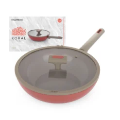 Wok 28 cm antiaderente ceramico Koral con coperchio