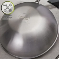 Wok 28 cm con coperchio a 3 strati Tri - ply