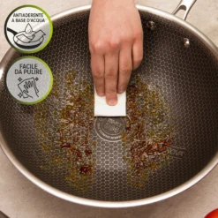Wok 28 cm con coperchio a 3 strati Tri - ply