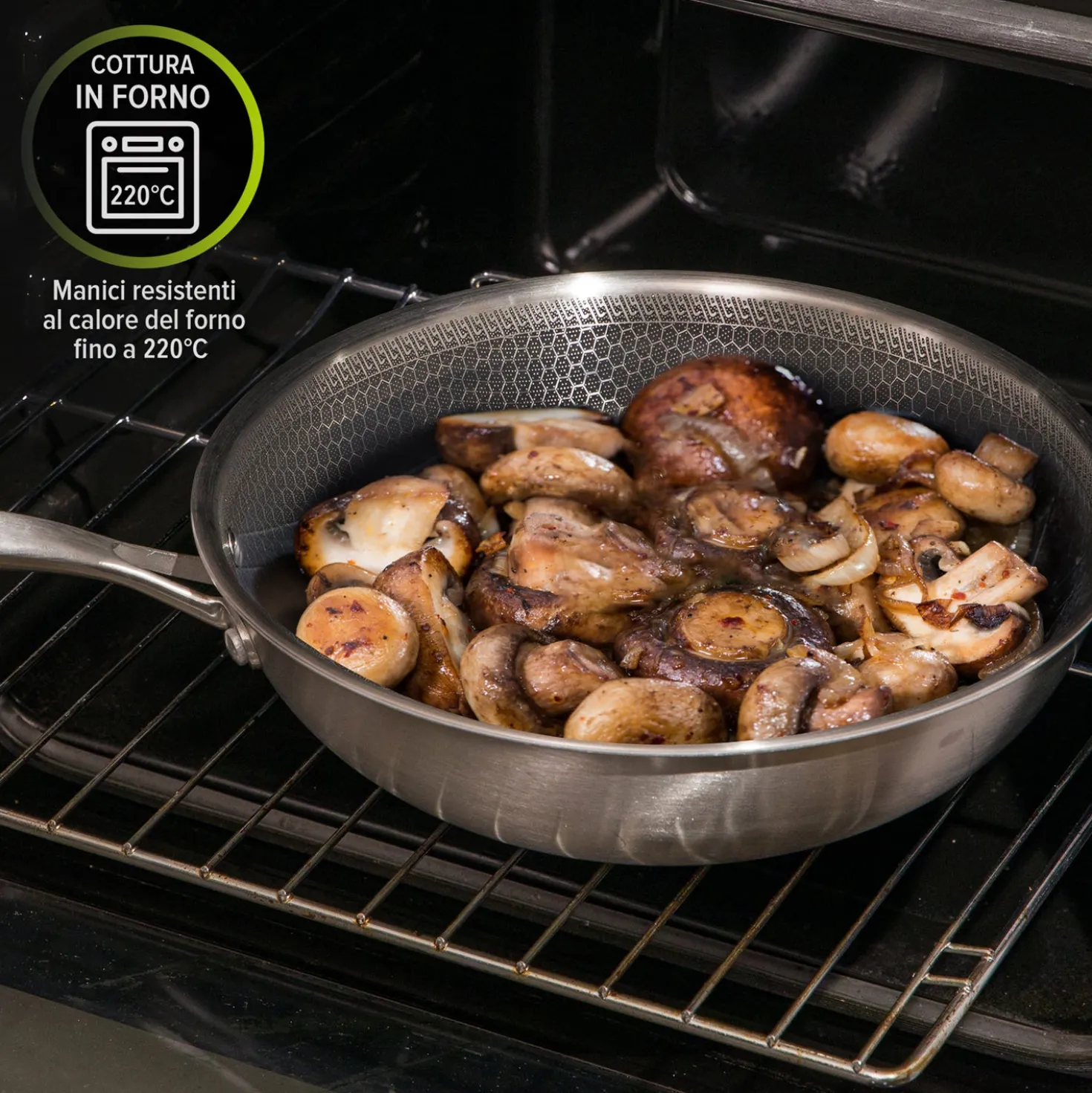 Wok 28 cm con coperchio a 3 strati Tri - ply