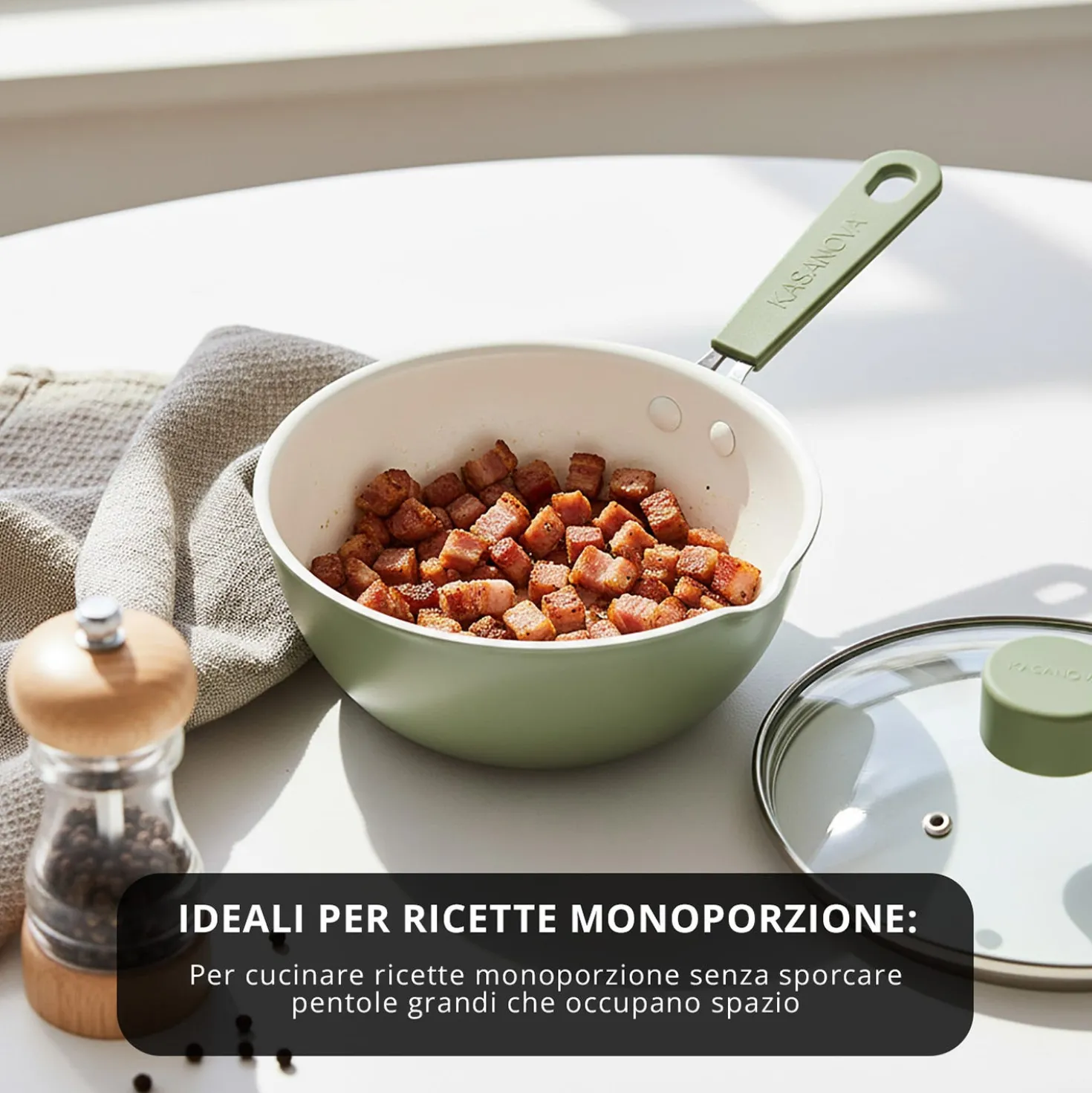 Wok 16 cm Mini Fantasy con coperchio verde