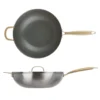 Wok 32 cm triplo strato Tri Ply - Gold con coperchio