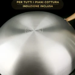 Wok 32 cm triplo strato Tri Ply - Gold con coperchio