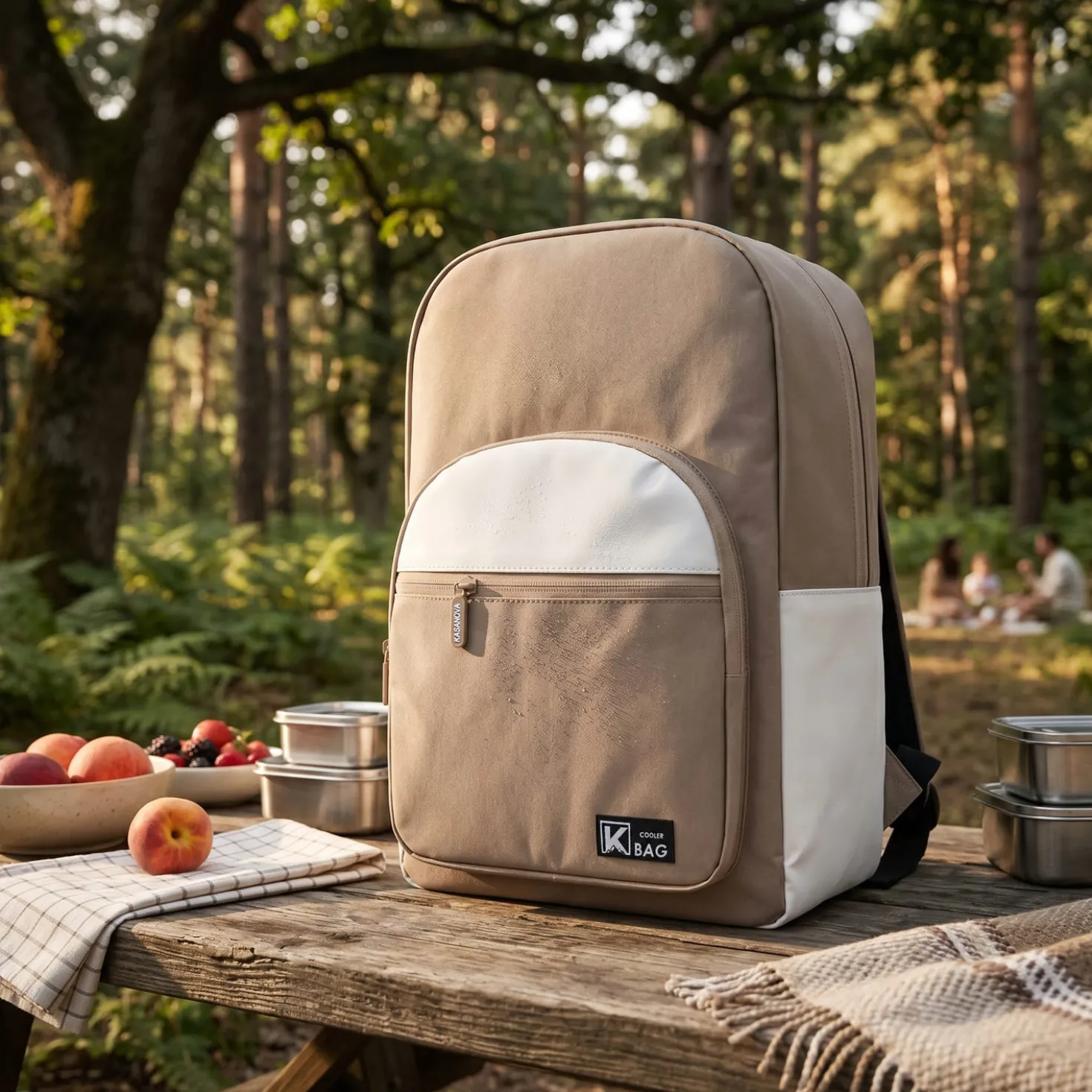 Zaino termico con tasche beige 30x19x44 cm