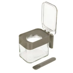 Zuccheriera in vetro 300 ml con cucchiaino grigio